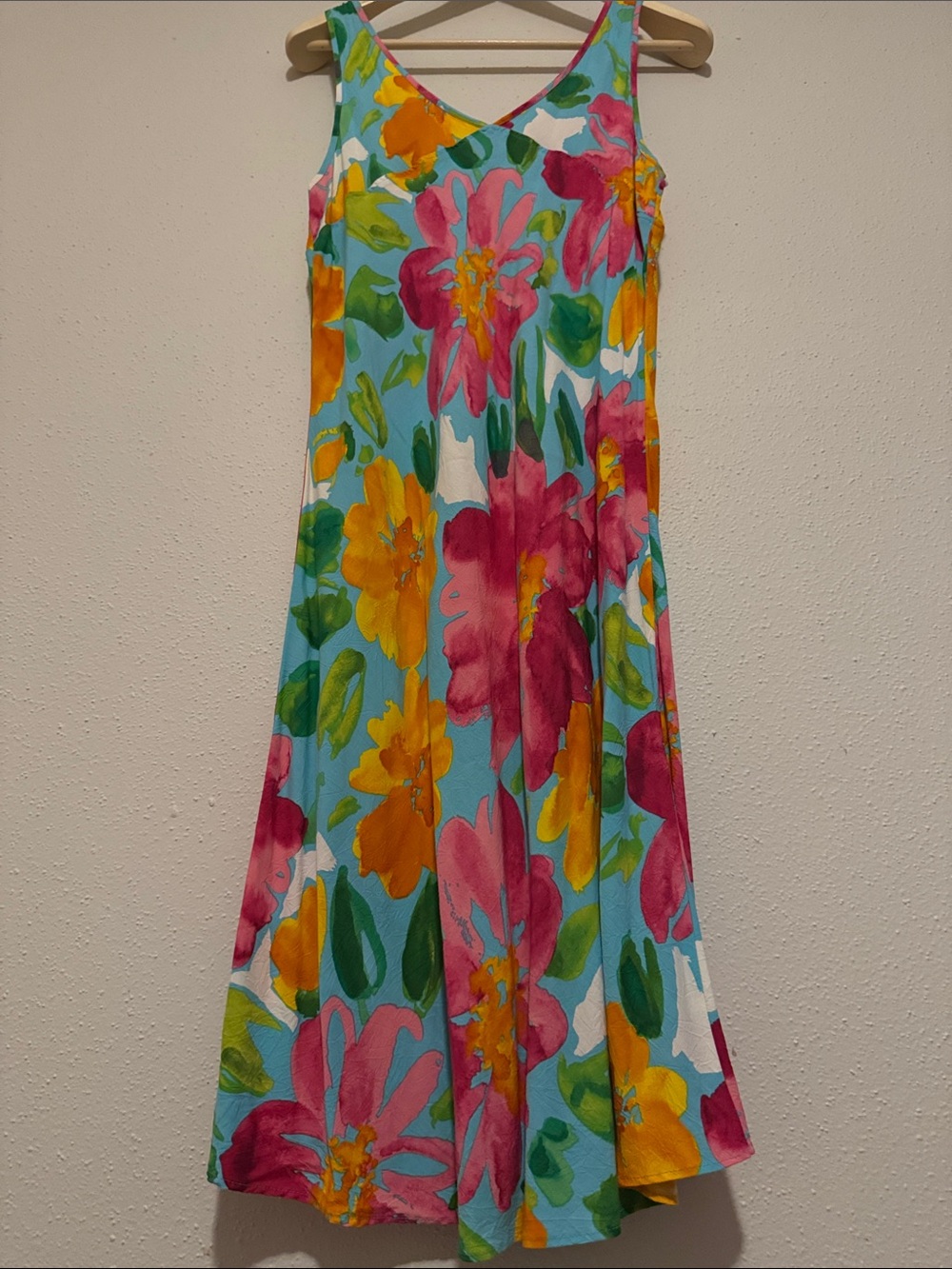 Jams World Extra Large Floral Midi Maxi Dress Allure Blue Pink & Yellow Vintage - Picture 7 of 9